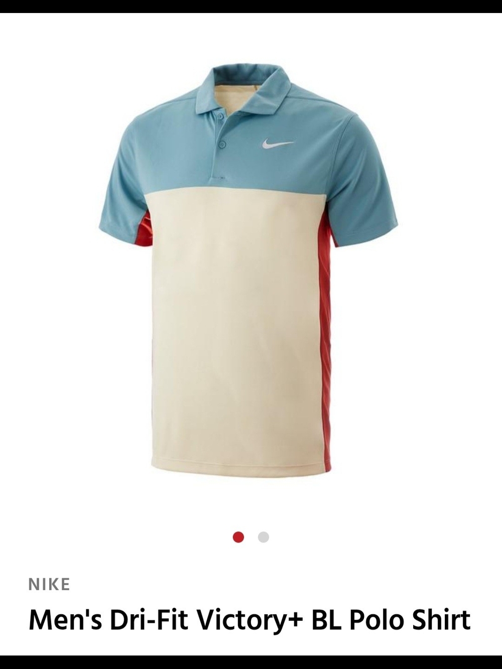 Nike Men's Dri-Fit Victory+ BL Polo Shirt - Light Blue/Cream/Red